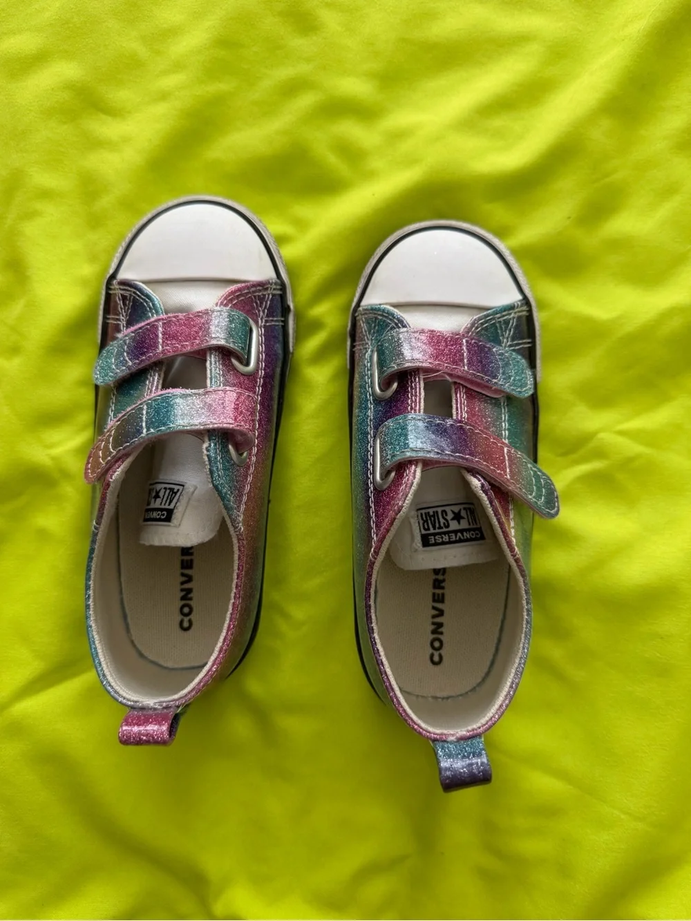 Converse Kids Glitter Rainbow Velcro Sneakers - Pink, Blue, Green, Purple